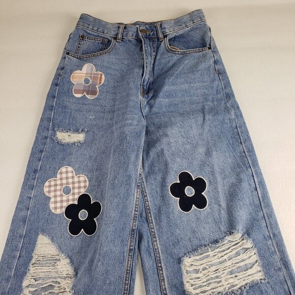 BDG Wide Leg Skater Jean Womens 27 Blue Urban Outfitters Baggy Daisy Distressed - Picture 4 of 15
